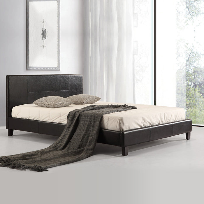 Queen Bed Frame Black PU Leather