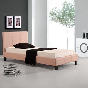 Single Bed Frame Pink PU Leather
