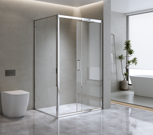 150mm Adjustable (2000x800mm) Single Door Sliding Glass Shower Screen with Shower Handle Style 3 - Chrome