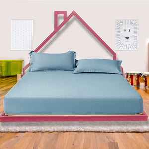 Pine Floor Bed House Frame in Pink for Kids and Toddlers - Double