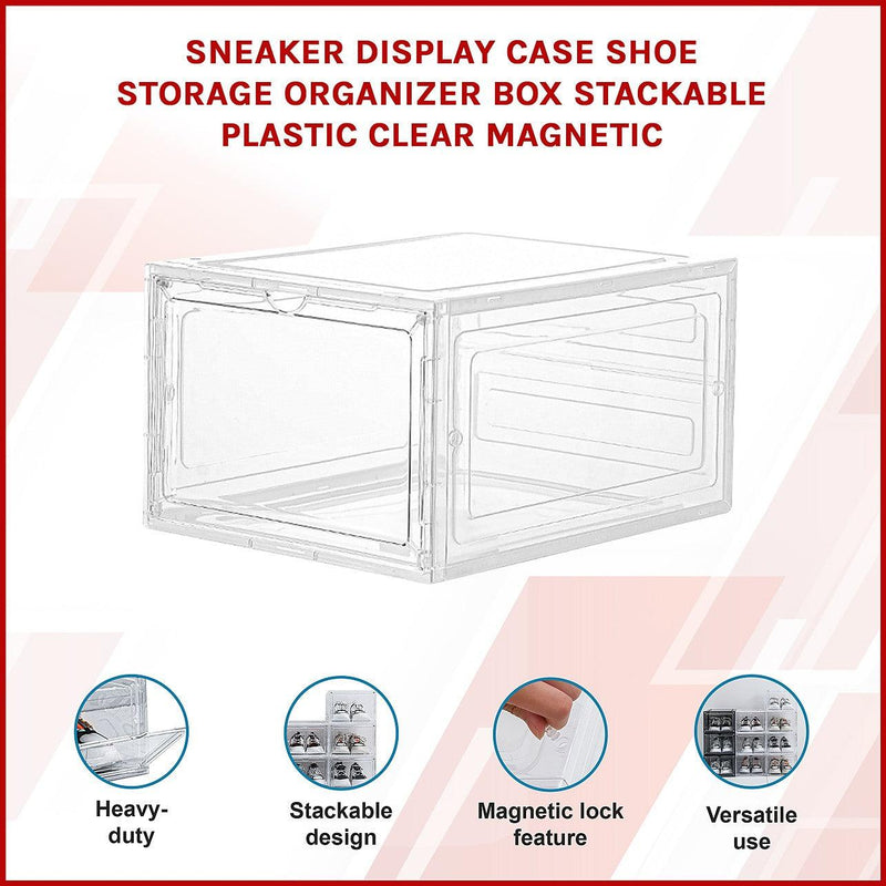 Sneaker Display Case Shoe Storage Organizer Box Stackable Plastic Clear ...