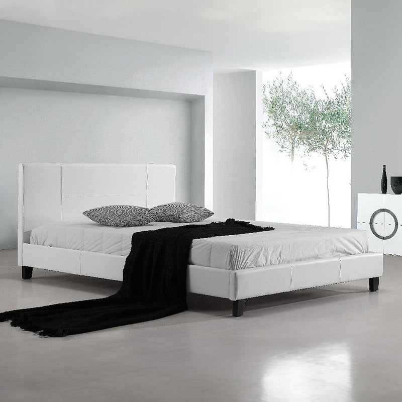 Queen Bed Frame White PU Leather Home Improvement, Furniture, DIY