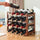 Bamboo Wine Rack Free Standing 15 Bottles with 6 Glasses Holder Storage in Brown