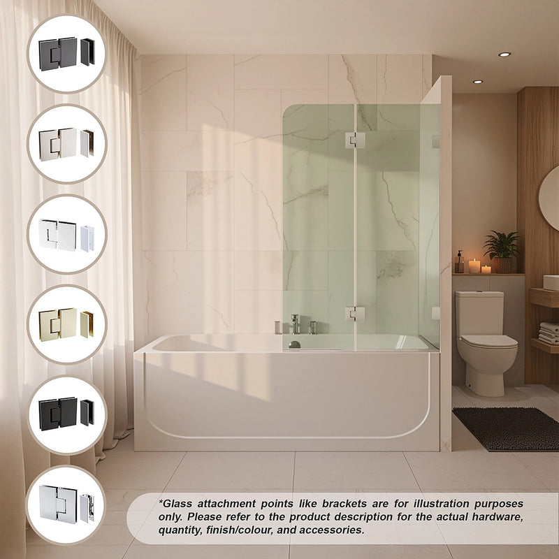 70cm Frameless Glass Bath Screen with Wall Channel - Black main image 1