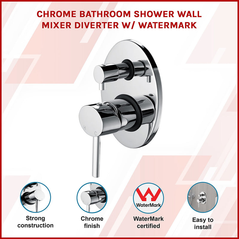 Chrome Bathroom Shower Wall Mixer Diverter w/ WaterMark DIY