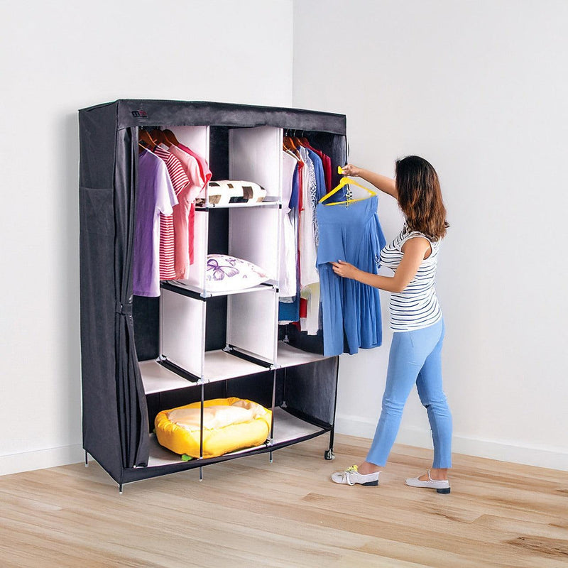 Large Portable Clothes Closet Canvas Wardrobe Storage Organizer