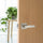 Door Handle Set Lever Privacy Function Square Satin Nickel