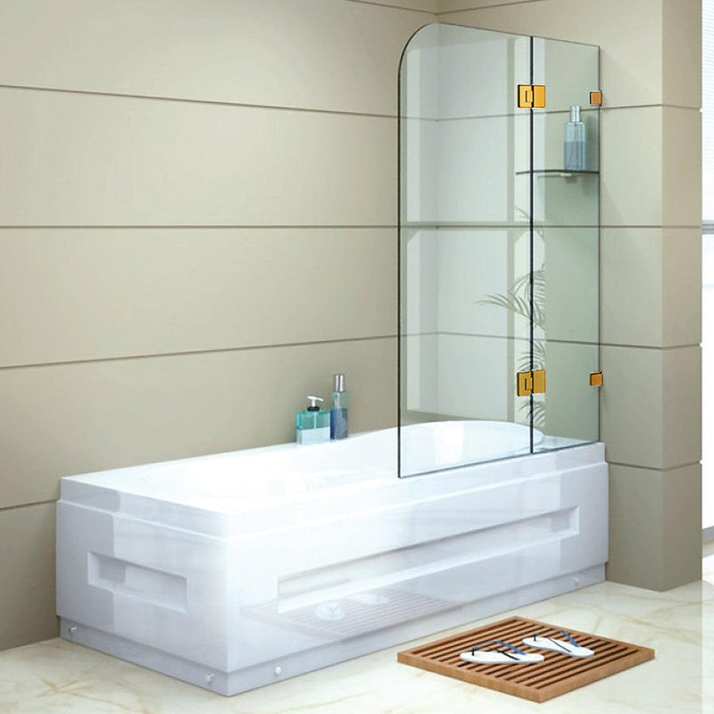 Frameless Glass Bath Screen | 120 x 145cm Gold Finish Hardware ...