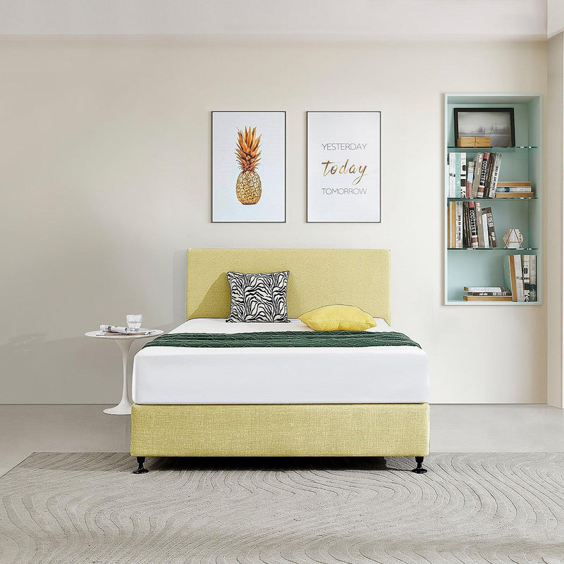 Linen Fabric Double Bed Deluxe Headboard Bedhead Sulfur Yellow