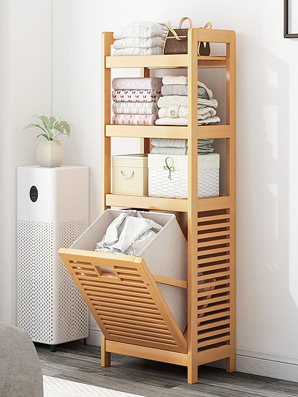 Laundry hamper with shop shelves