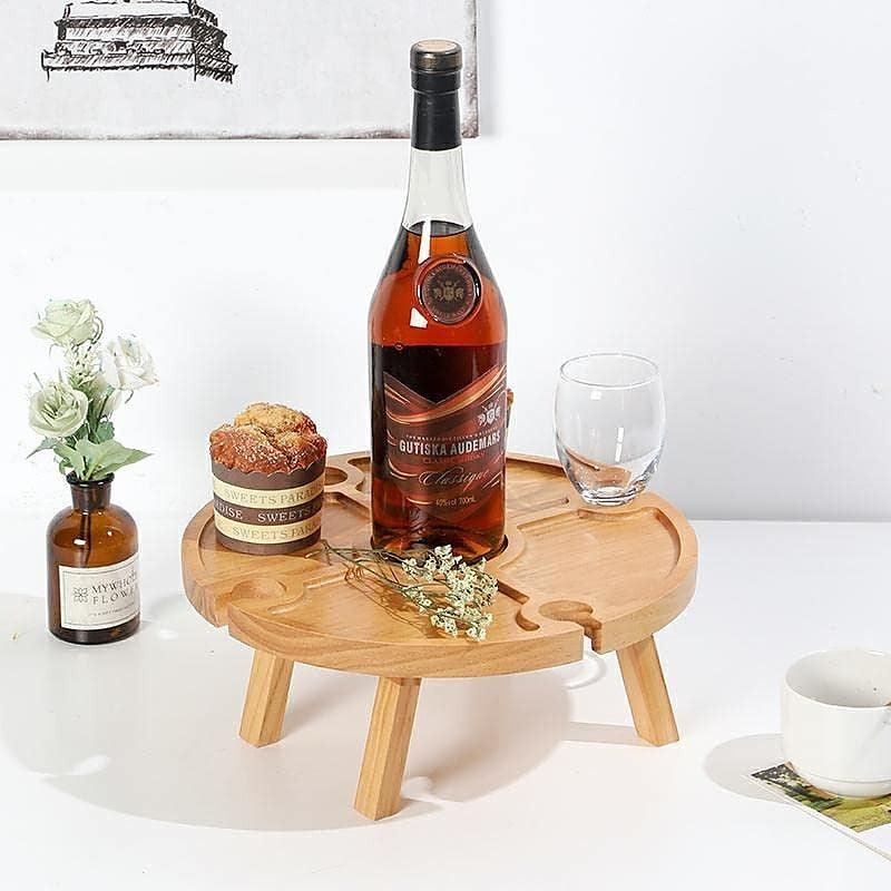Outdoor Picnic Table Wooden Portable Folding Mini Wine Rack Picnic