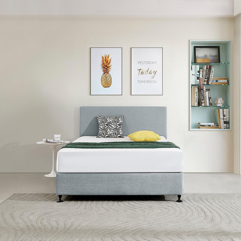 Linen Fabric Double Bed Deluxe Headboard Bedhead Stone Grey Double