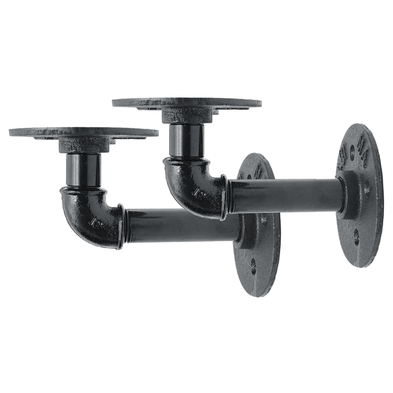 Industrial Black Iron Pipe Bracket Wall Mounted Floating Shelf Set of