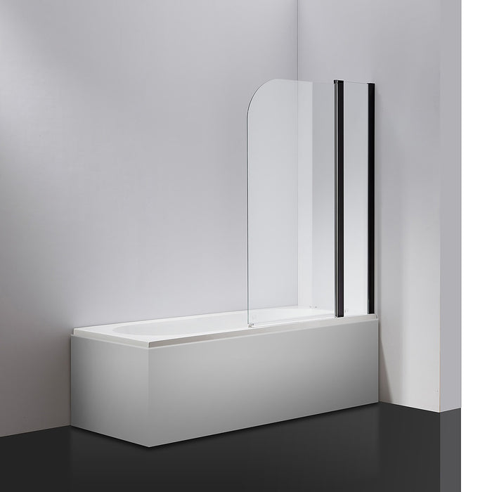 180° Black Pivot Door 6mm Safety Glass Bath Shower Screen By Della Francesca - 100 x 140cm