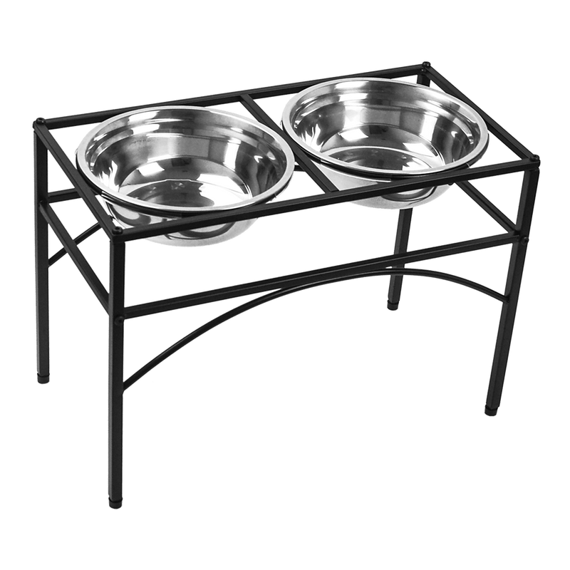 Cast iron shop dog bowl stand