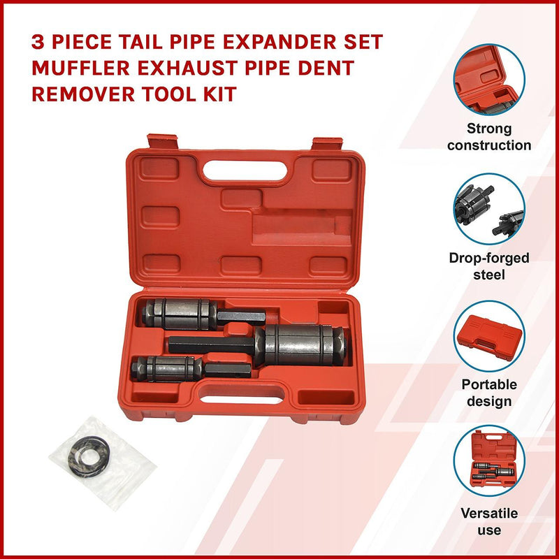 3 Piece Tail Pipe Expander Set Muffler Exhaust Pipe Dent Remover Tool