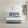 Rectangular Double Bed Deluxe Headboard Bedhead Linen Fabric Berlin Blue