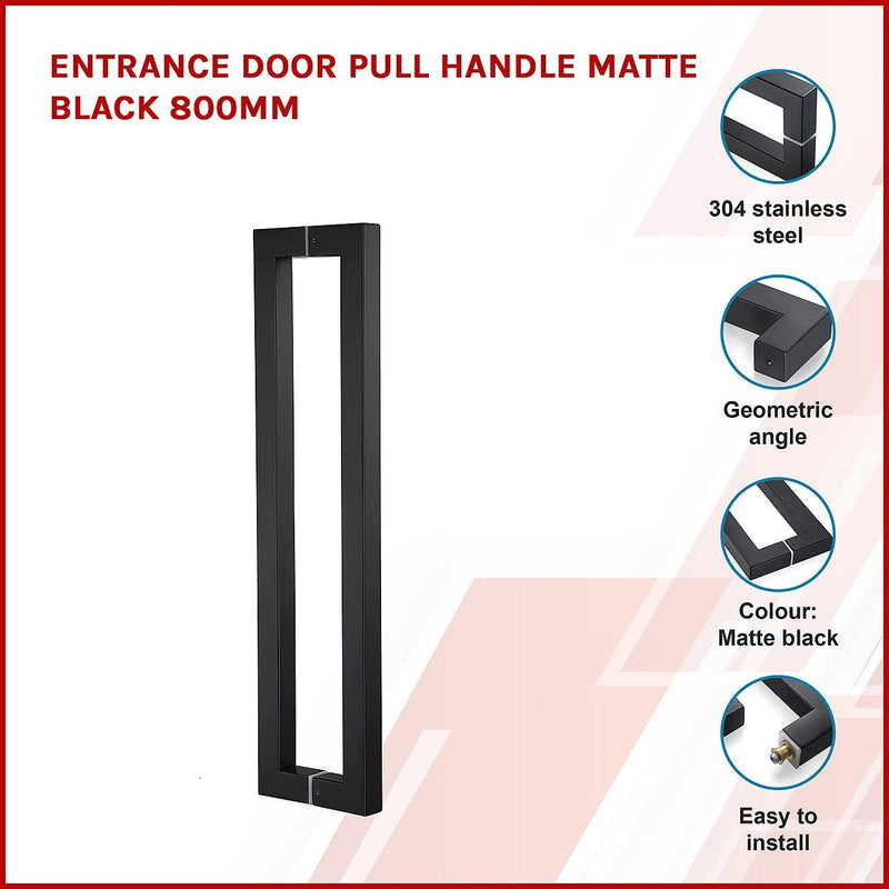 Entrance Door Pull Handle Matte Black 800mm 800mm Matte black DIY