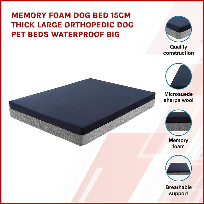 Memory Foam Dog Bed Thick Large Orthopedic Dog Pet Beds Waterproof Big ... - Orthopedic Large Memory Foam Dog Beds Size