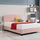 Curved Queen Bed Deluxe Headboard Bedhead Linen Fabric Pale Pink