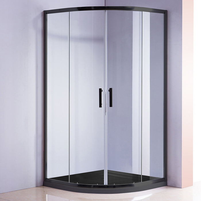 90 x 90cm Rounded Sliding 6mm Curved Shower Screen in Black