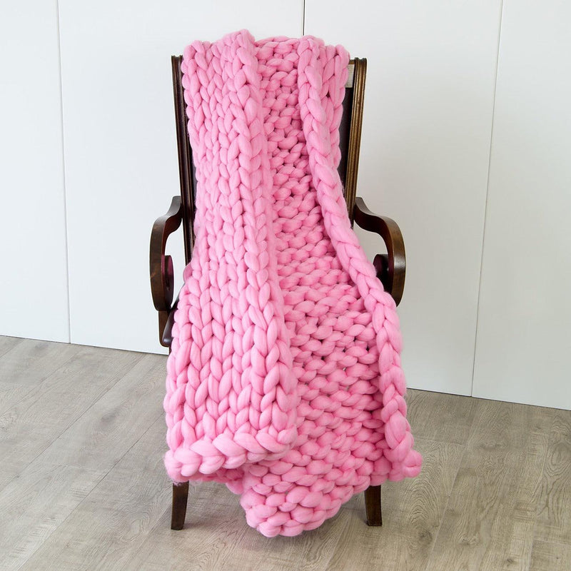 Hand Knitted Chunky Blanket Thick Acrylic Yarn Blanket Home Decor Throw Rug