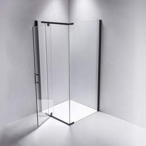 1200 x 1000 x 1900mm Framed Safety Glass Pivot Door Shower Screen in Black