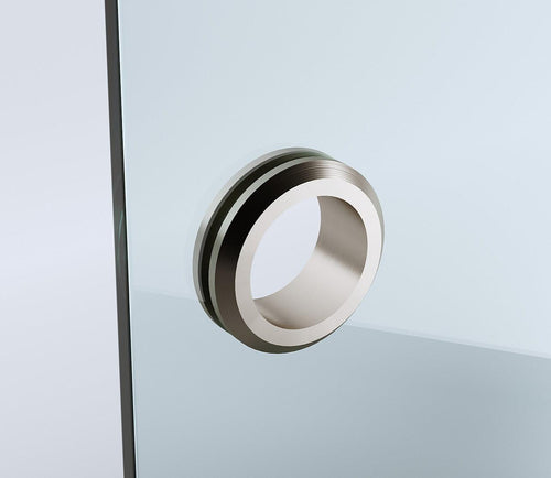 100x70cm Corner Frameless Shower Screen with Nickel Brackets and SS Hinges, Round Handle