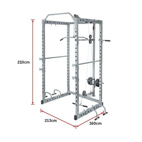 Power Rack Squat Cage Stands w Lat Pulldown Home Gym