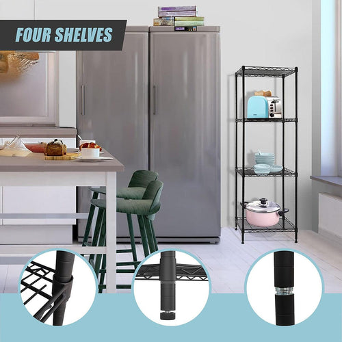 Modular Wire Storage Shelf 600 x 600 x 1800mm Steel Shelving - Baking Black Technology