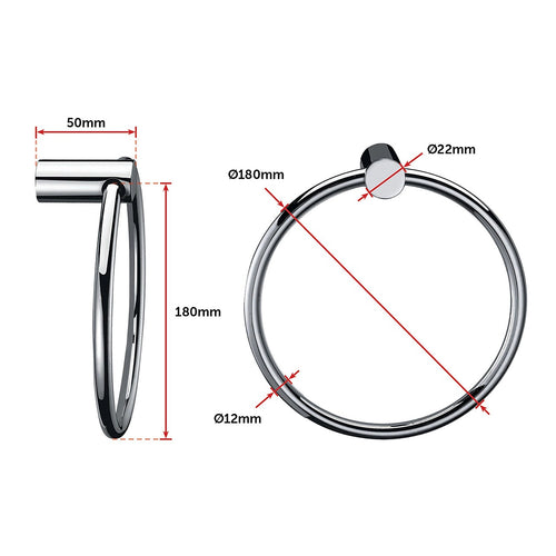 Classic Chrome Towel Bar Rail Ring Bathroom 