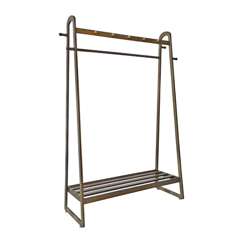 Dark Wood Slim Clothes Rack 160x100cm Space Saving Floor Stand