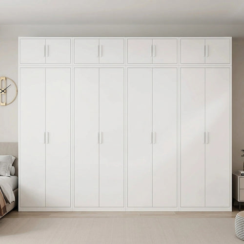 320x240cm 8-Door White Steel Hanging Wardrobe with White Handle Storage Cabinet