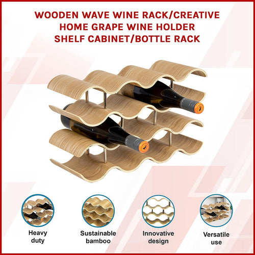 Wooden Wave Wine Rack/Creative Home Grape Wine Holder Shelf Cabinet/Bottle Rack