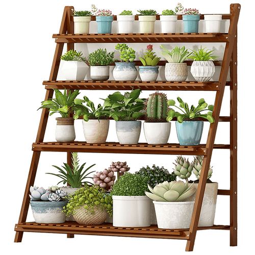 Plant Stand Outdoor Indoor Garden Wood Bamboo Shelf Folding 100CM Length