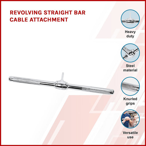 Revolving Straight Bar – Cable Attachment for Tricep, Bicep & Pulley Workouts