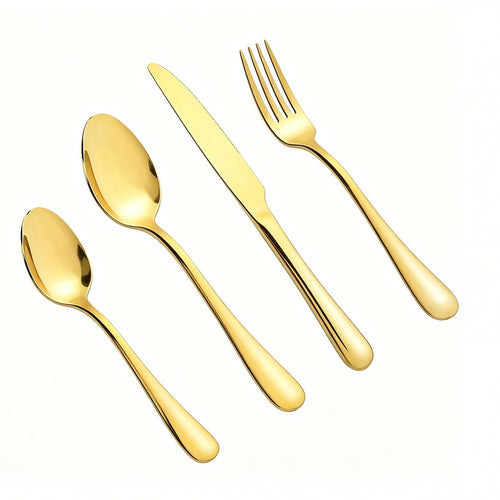 24 Piece Gold Cutlery Set Stainless Steel Dinnerware