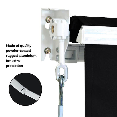 Outdoor Folding Arm Retractable Sunshade Awning in Black - 4x2.5m