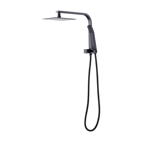 WELS 8" Rain Shower Head Set Square Dual Heads Faucet High Pressure Hand Held