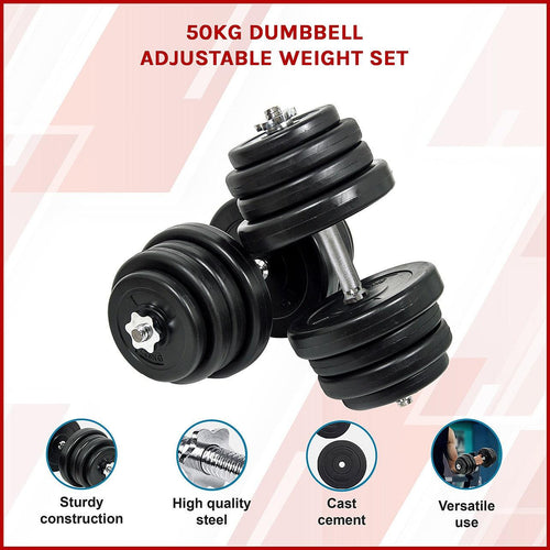 50KG Dumbbell Adjustable Weight Set 