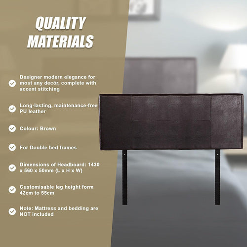 Double Brown PU Leather Bed Headboard Bedhead