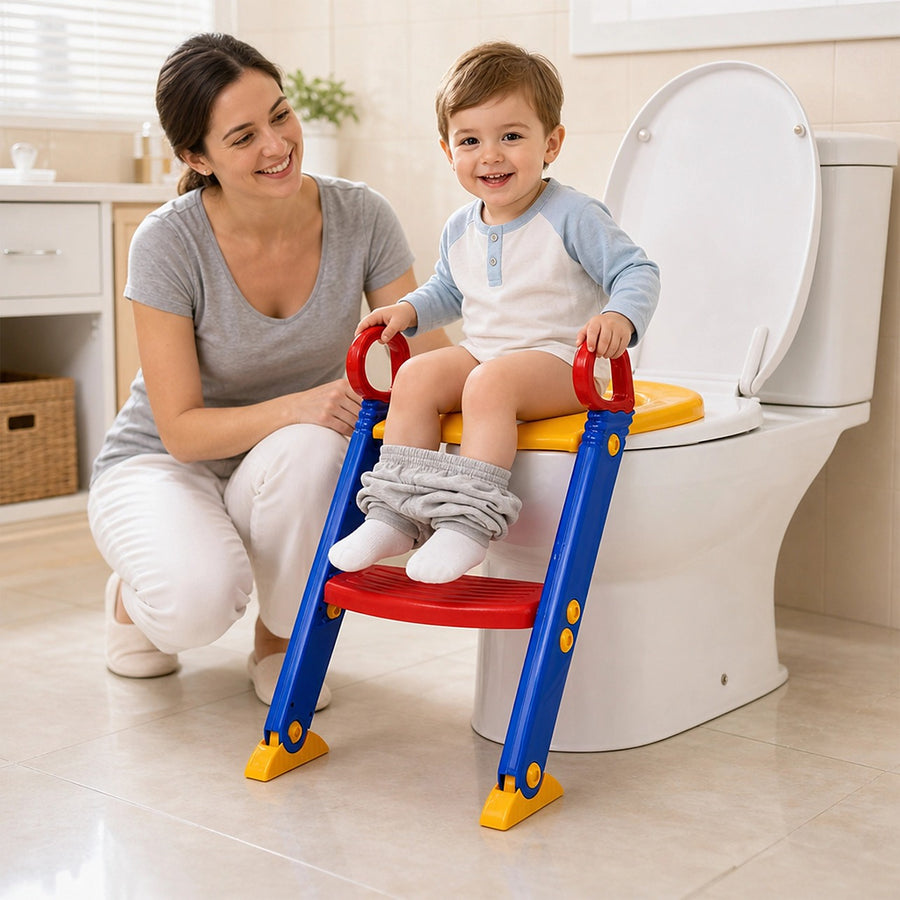 Potty Training Seat with Ladder for Toddlers | Foldable Step-Up Toilet Trainer