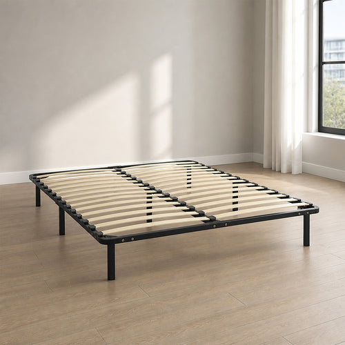 Metal Bed Frame for Queen Mattress – Black Powder-Coated Steel Base