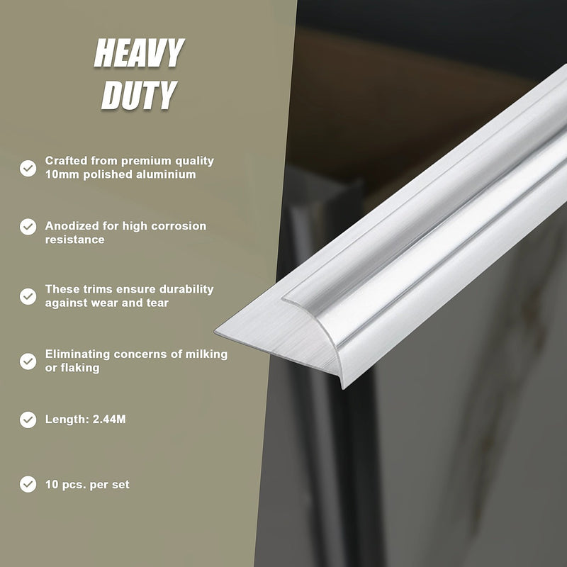 Tile Trim 10mm Round Edge | Polished Aluminium Pack – Australia ...