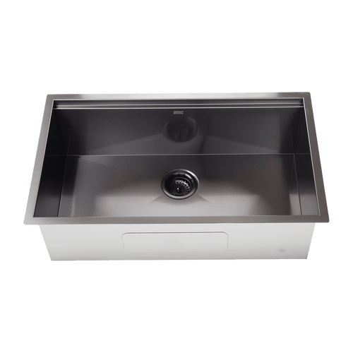 32" Workstation Kitchen Single Bowl Sink in Nano Black with Brushed Finish