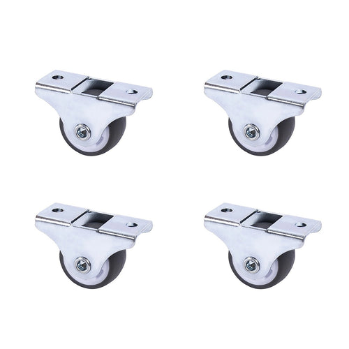 Mini Fixed Caster Wheels Rubber Low Profile Set of 4