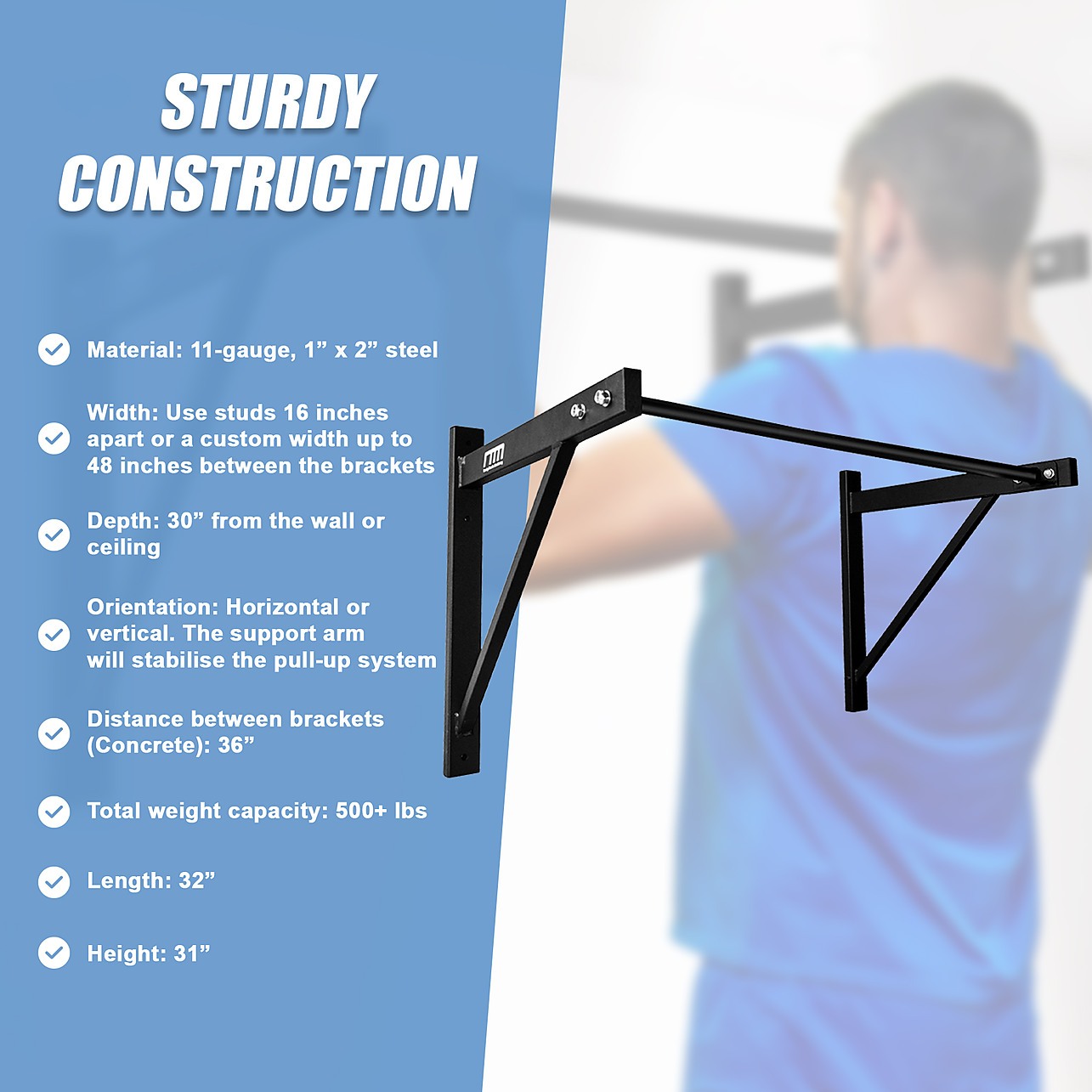 Pull up bar distance from wall best sale