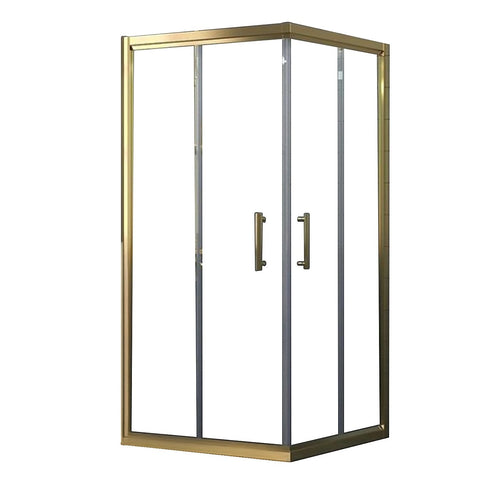 Adjustable 1100x900mm Sliding Door Glass Shower Screen in Gold with Shower Handle Style 2 - Gold