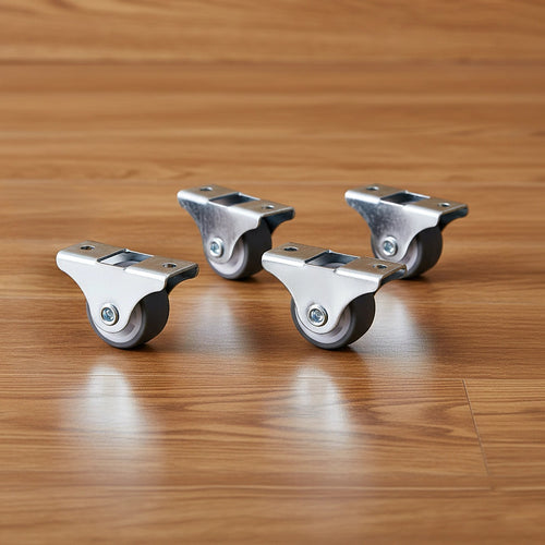Mini Fixed Caster Wheels Rubber Low Profile Set of 4
