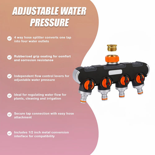4 Way Garden Hose Splitter Tap – Water Irrigation Distributor Valve